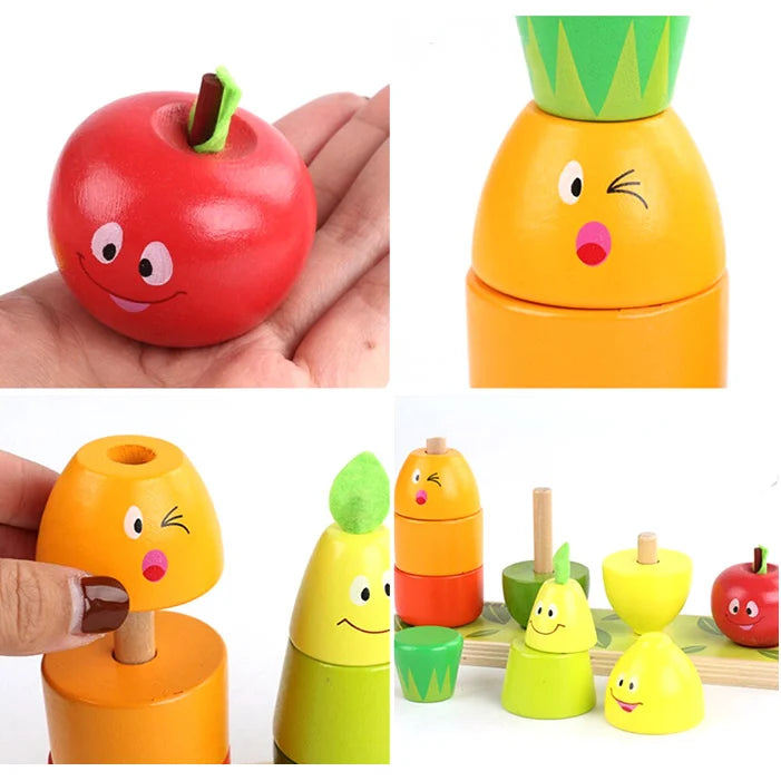 Joc Montessori Sortator Din 4 Coloane Cu Legume Si Fructe