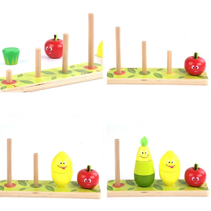 Joc Montessori Sortator Din 4 Coloane Cu Legume Si Fructe