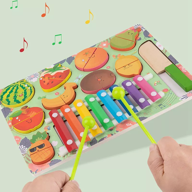 Puzzle Multifunctional Montessori 3 In 1 Cu Xilofon