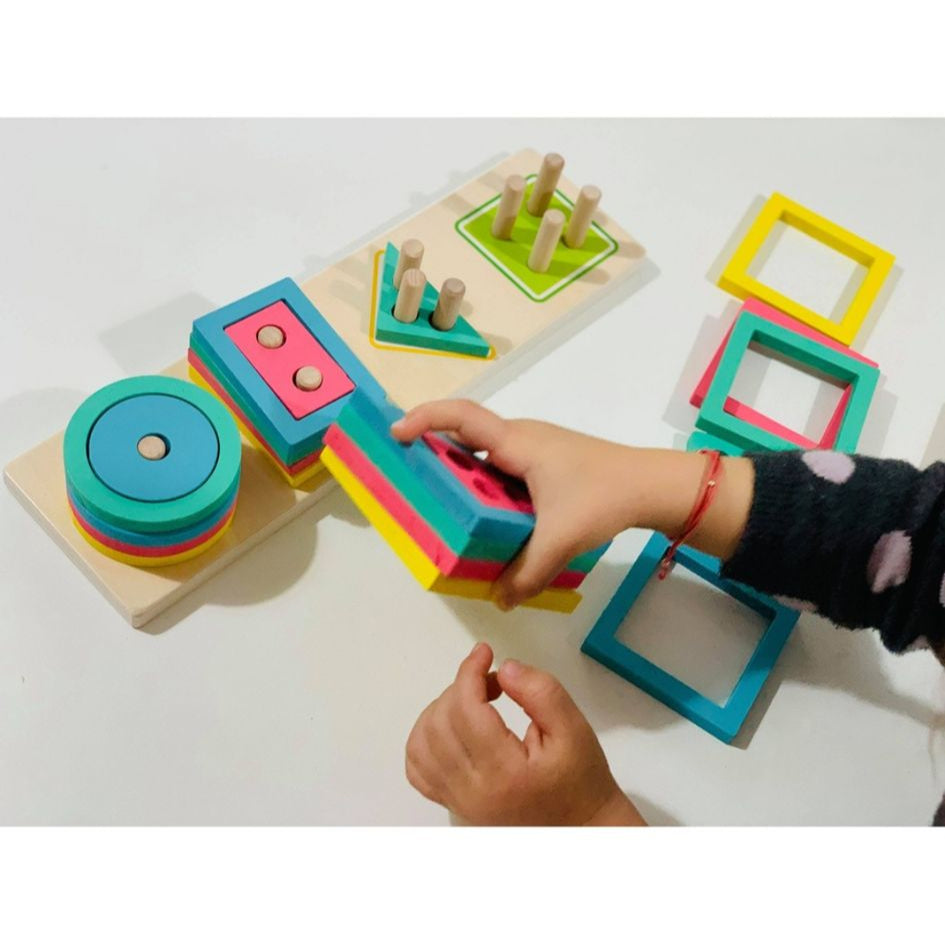 Joc Sortator De Forme Pe Coloane, Montessori