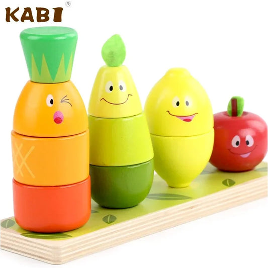 Joc Montessori Sortator Din 4 Coloane Cu Legume Si Fructe