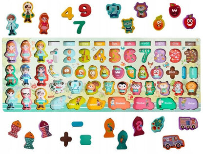 Joc Montessori Tabla Educativa Prescolari Meserii si Numere